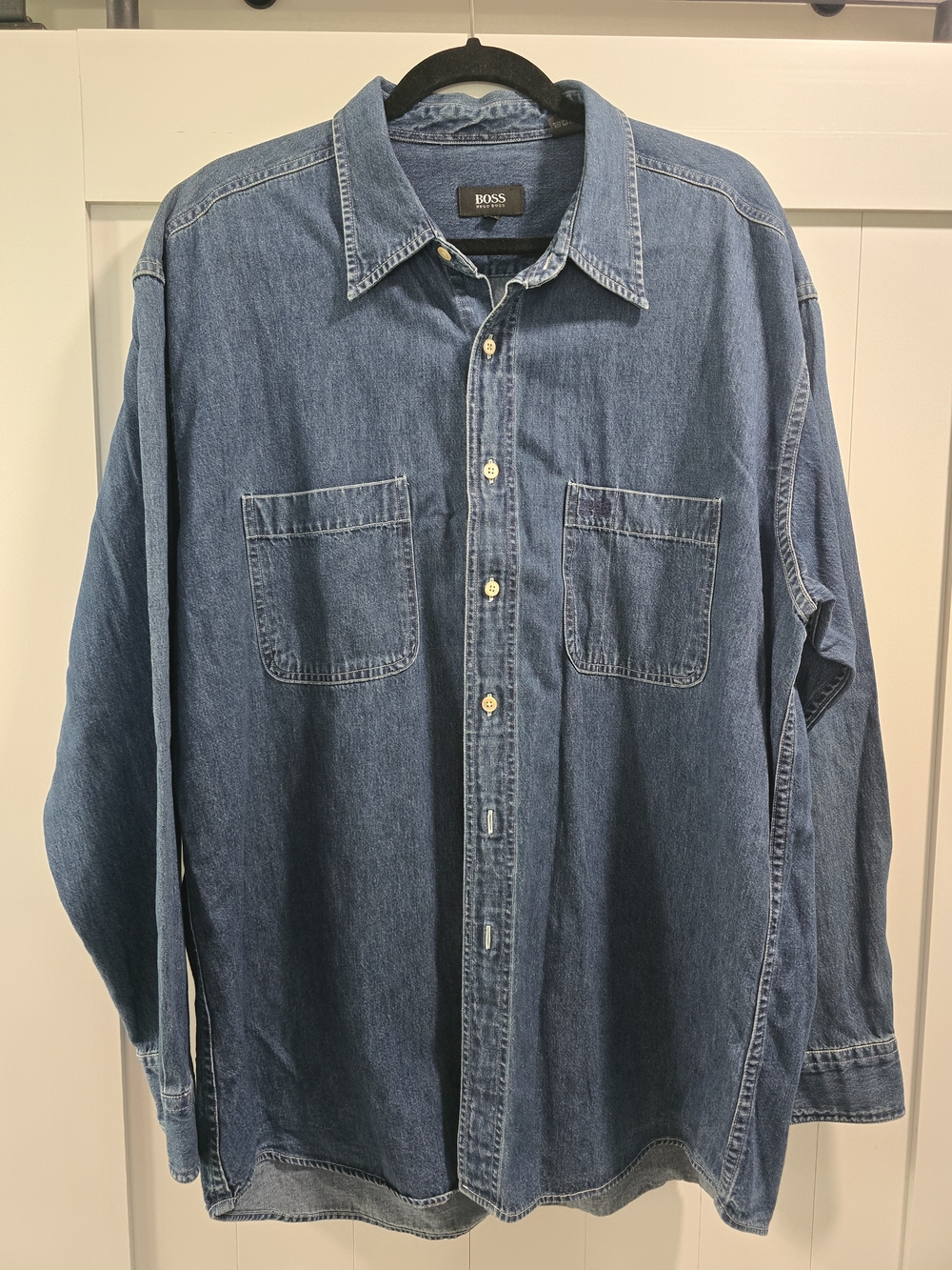 Boss Denim Shirt Jacket in Medium Blue